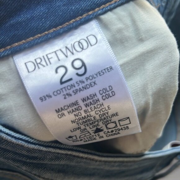 DRIFTWOOD Blue Jeans COLETTE Embroidered Paisley CROP Raw Hem 29 Excellent - Picture 3 of 5